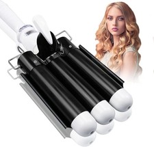 1.25 Inch 3 Barrel Curling Iron, Large Hair Crimper, LCD Display, Dual Volt