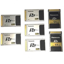 Panasonic P2 Memory Cards, E & F Series Lot of 7 Cards, 64GB and a 32GB - Tested