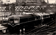Vtg Postcard Inter City Diesel Car Train leaving Edinburgh Waverley Station