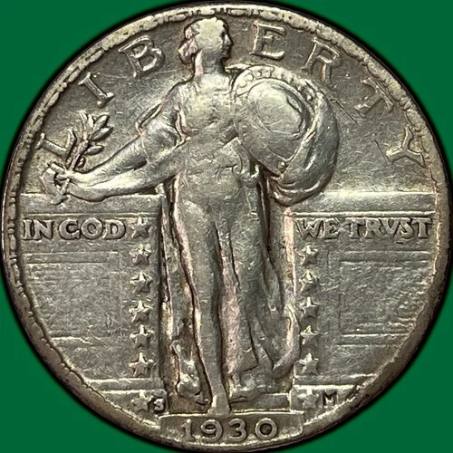 1930-S Standing Liberty Quarter Extremely Fine XF Coin, Cleaning #33980