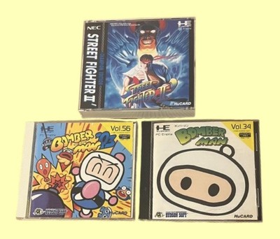 Hu-Card NEC PC Engine Bomberman 93 Street Fighter Set Lot 3 Hudson Japan gete...
