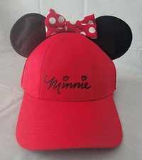 Disney Parks Minnie Mouse Snapback Baseball Cap Hat with Ears and Bow - Adult
