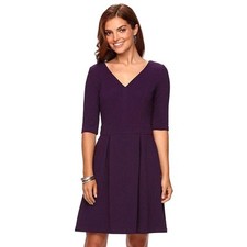 New Chaps Women's Textured Fit & Flare Dress Beetroot Variety Sizes