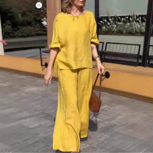 suit women's solid color loose trousers