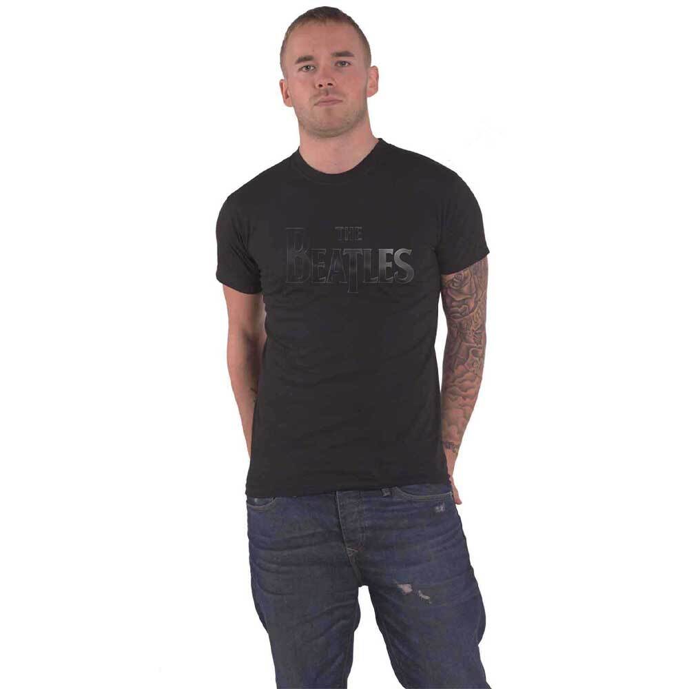 Vintage Beatles Drop T Logo Unisex T-Shirt High-Build Design Black Official