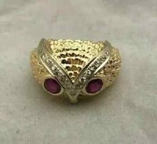 1Ct Round Lab Created Ruby Owl Face Mens Wedd...