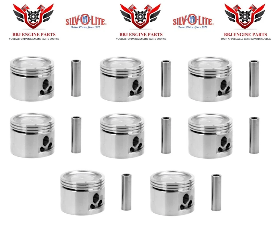 别克 455 V8 1970 - 1976 (8) Silvolite Hyperereutectic Dish Top 活塞  — 第 3/3 张图片