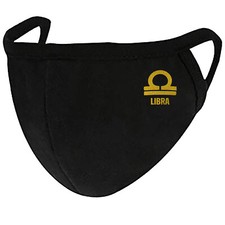 Libra Gold Foil Horoscope - Face Mask Cover Fashion 2 Layers  Pocket