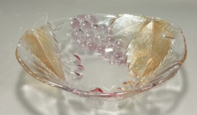 Mikasa Savoir Vivre Crystal Cornucopia Pattern Oval Bowl Leaves Berries
