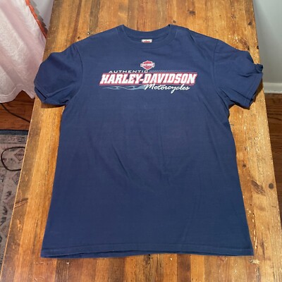 Harley Davidson Shirt Mens Large Blue Tee Southern Thunder Southaven Mississippi