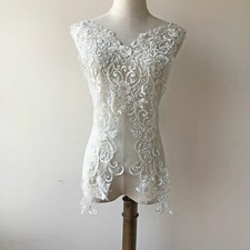 Exquisite Bridal Dress Lace Applique Beaded Embroidery Floral Bodice Lace Patch