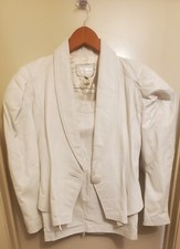 VINTAGE Pr go Jacket and Skirt set. 100 Leather, White, Great Condition