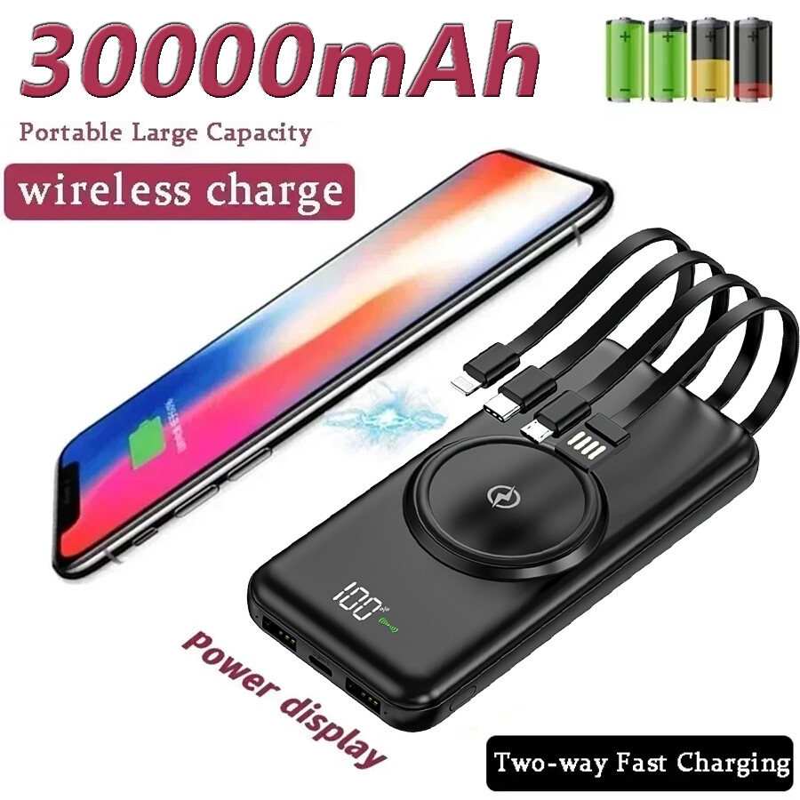 30000mAh Wireless Power Bank External Battery Pack Charger f
