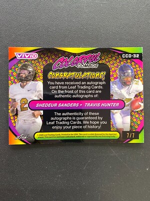 Shedeur Sanders / Travis Hunter 2024 Leaf Vivid Dual Auto
