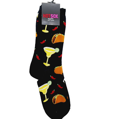 HotSox Crew Socks Women Boy Taco Margarita Lime Salt Rim Peppers Mexican NWT NEW