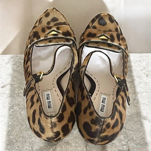 Miu Miu Women's Round Toe Mary Jane Pumps Leopard Size 36 Used From Japan - Picture 6 of 8