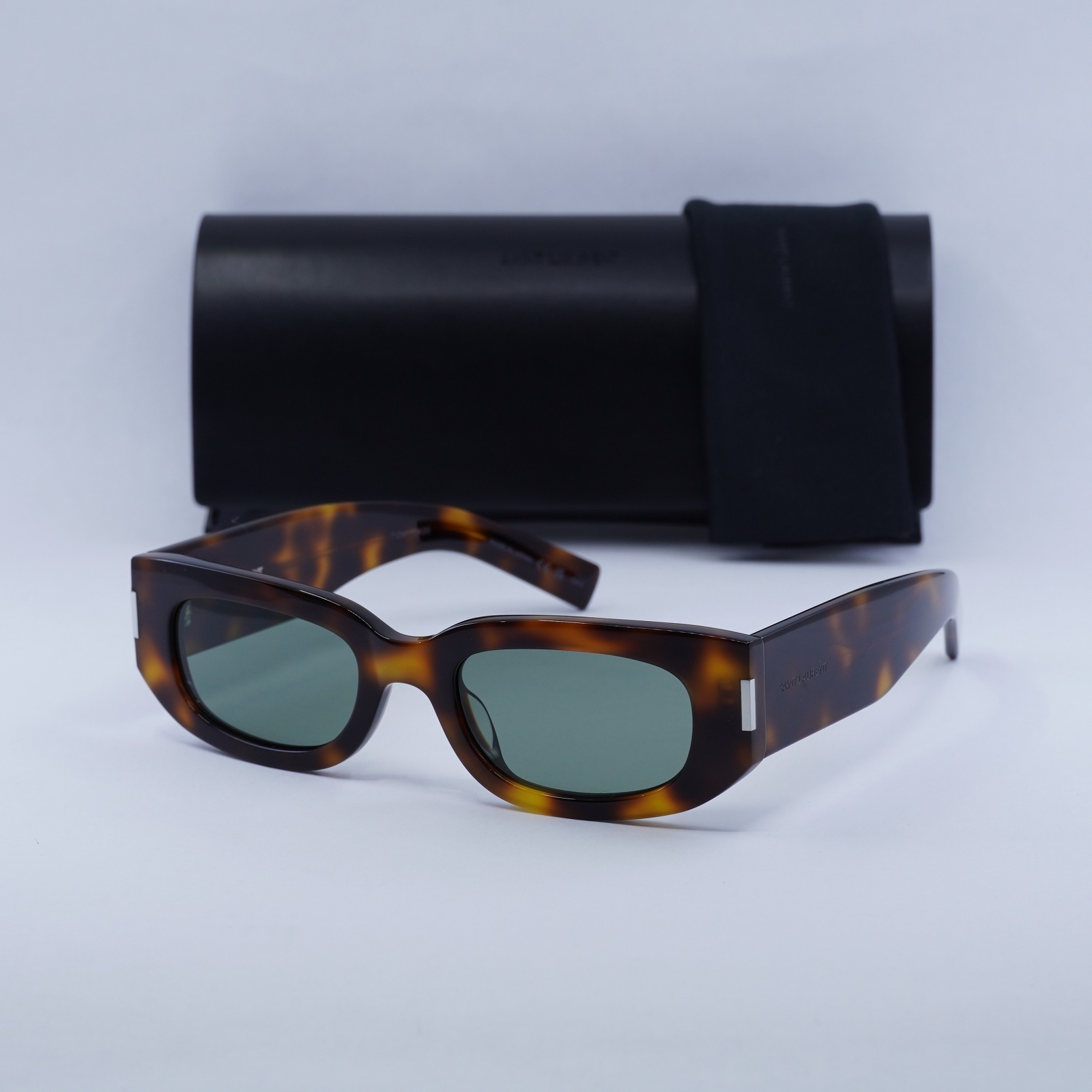 Occhiali da sole SAINT LAURENT SL697 002 avana verde lucido 51 21 140 nuovi