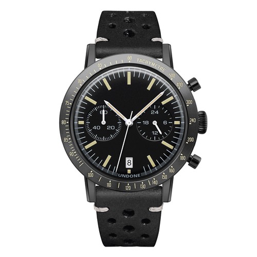 Undone Speedy Crono Ibrido Quarzo Meccanico Acciaio Nero Pelle Orologio  Uomo | eBay
