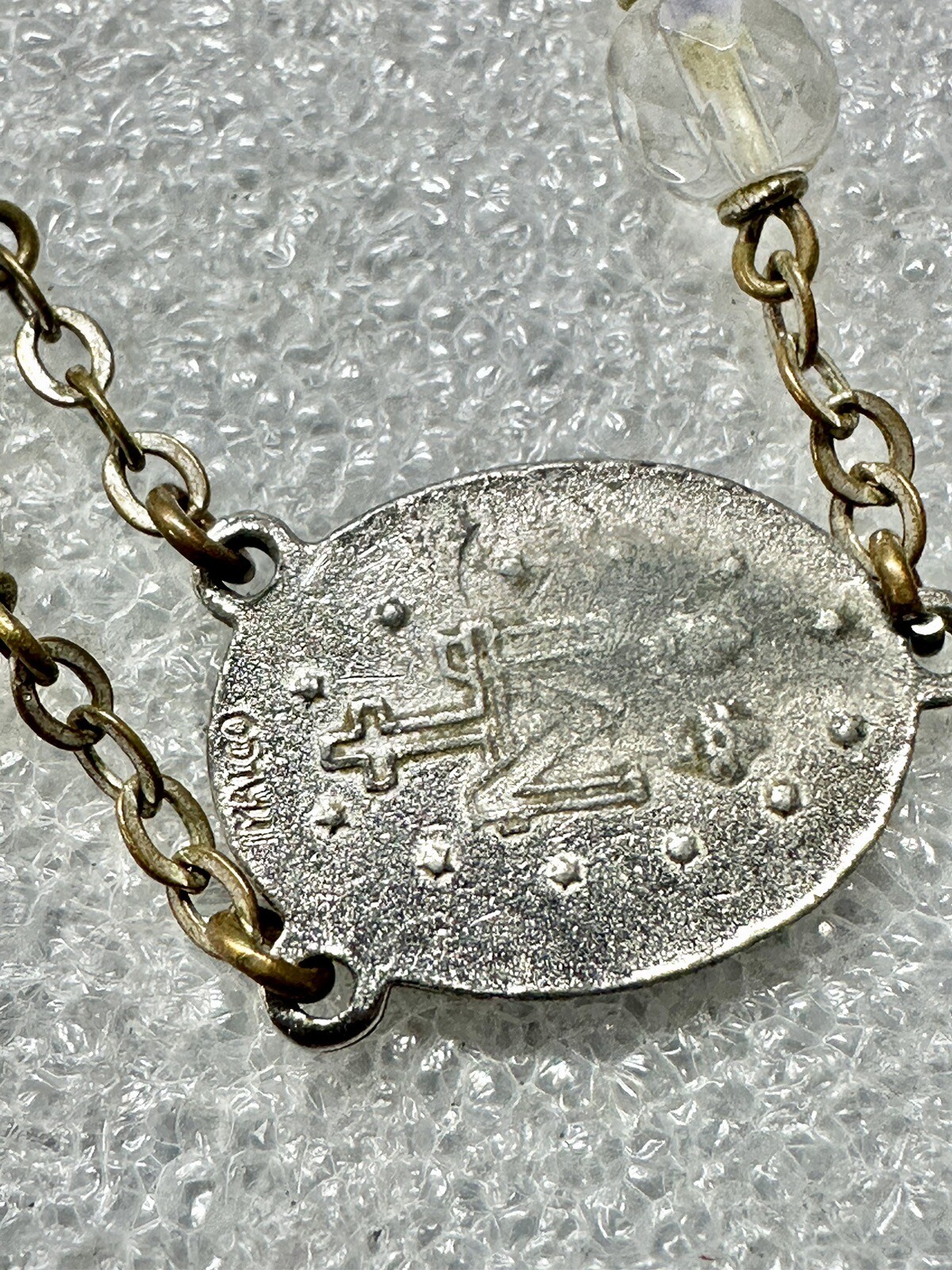 Vintage Made In Italy Rosary Ebony Wood Inlay W Relic Inside Crucifix