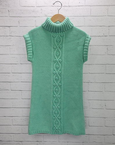 Gymboree Mädchen Zopfmuster Pullover Rollkragenpullover Kleid Gr. 8 mintgrün - Bild 1 von 9