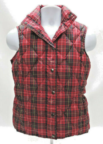 LANDS' END RED PLAID DOWN PUFFER VEST - WOMENS SIZE XS (2-4) in EUC - Afbeelding 1 van 5