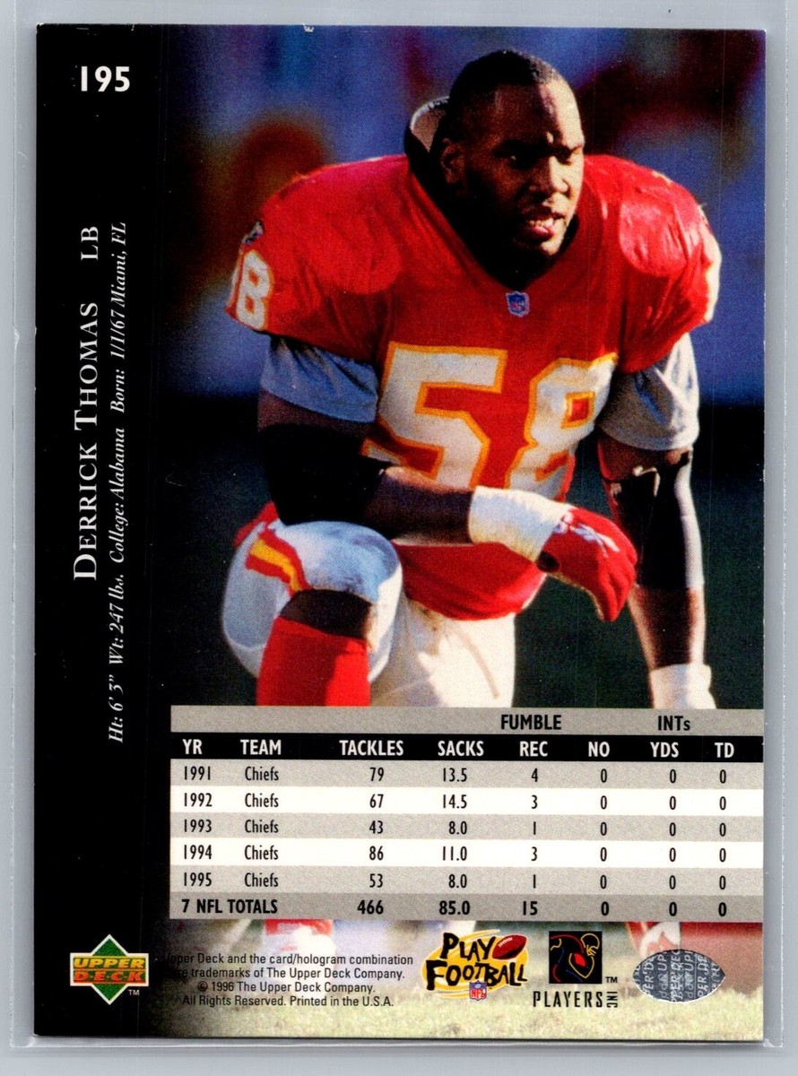 1996 Upper Deck Card # 195 Derrick Thomas - Kansas City Chiefs | eBay