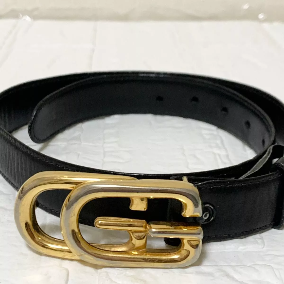 Rare ceinture GUCCI boucle gg quincaillerie dorée noir noir