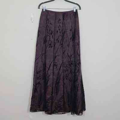 David Meister Embroidered Brown/Black  Maxi Skirt Size 6