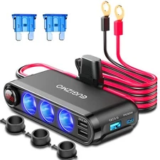 	EUGIZMO 12V Cigarette Lighter Socket Splitter 200W 3 Socket Multi Port Car	