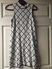 Romeo + Juliet Couture Mock Neck Sleeveless Sweater Dress Gray Black M Diamonds
