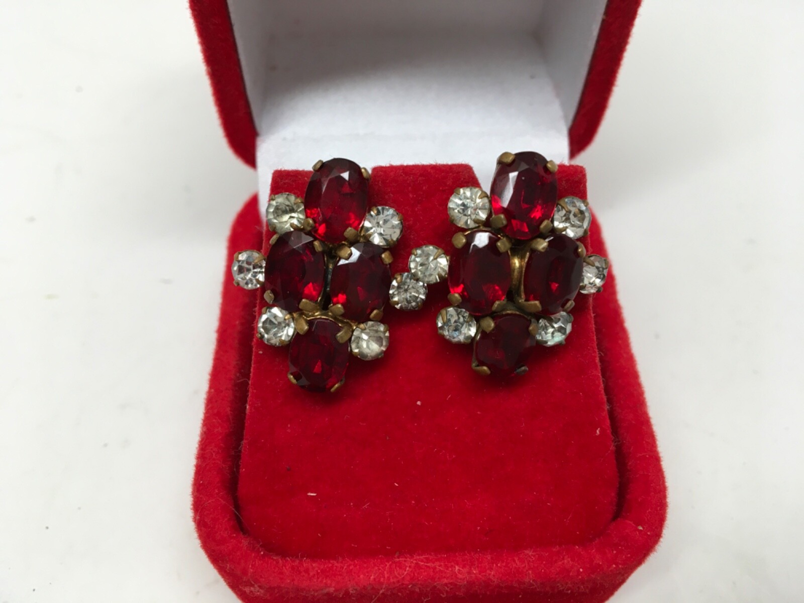 ANTIQUE SIGNED CZECHOSLOVAKIA BRASS RUBY RED CLEA… - image 6