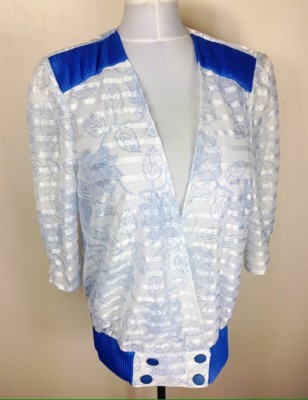 Vintage 1980's Shiny Sheer Jacket Blouse Mistress 16 44 Chest Sissy Dynasty