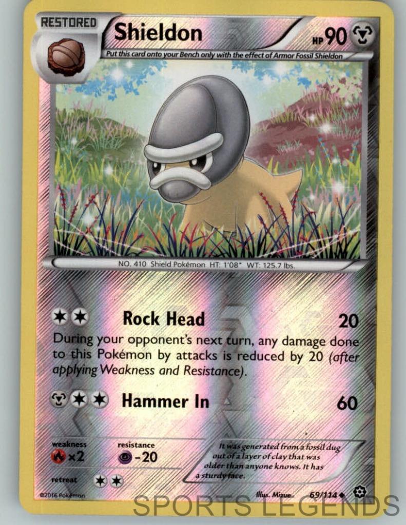 2016 pokemon Steam Siege reverse holo Shieldon 69/114