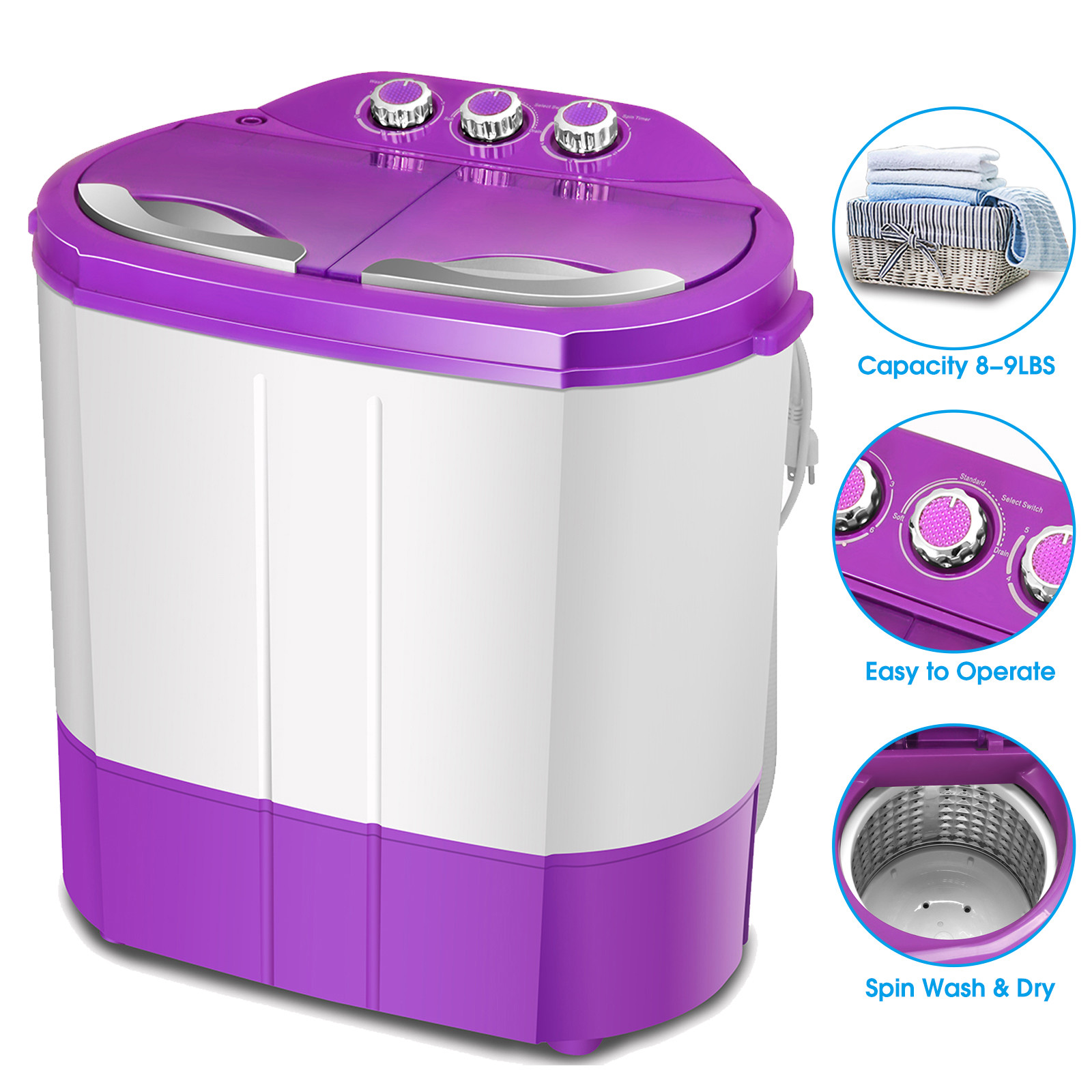 Mini Washing Machine Manual Portable Countertop Laundry Washer