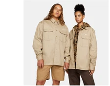 NEW!! Nike Khaki/White Skate Woven Fabric Button-Down Shirt Jackets Size XL #375