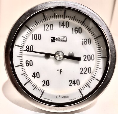 Weksler Thermometer 20-240°F / 4 1/2'' stem thermowell 3 face 2 sub Zero