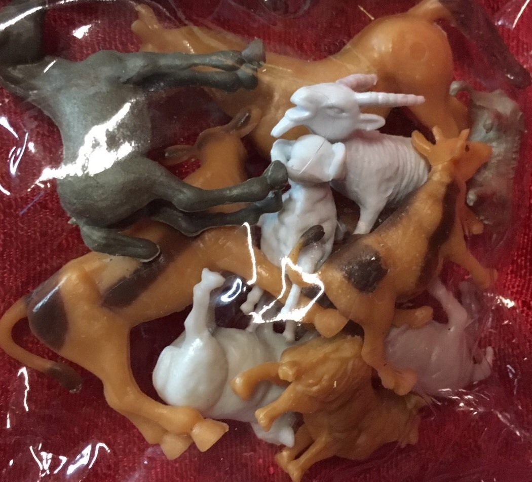 Assorted Farm Animals Figure Toy Play-Set Plastic - 10 Pc - 1"-3" Pig Horse Cow
