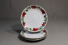 3 Everyday Gibson Saucers In The Poinsettia Holiday Pattern
