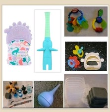 Lot of 24 Baby Pacifiers Teethers Pacifier Clips Holders Nasal Aspirator Bundle