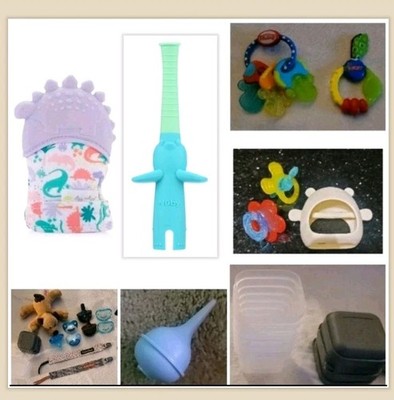 Lot of 24 Baby Pacifiers Teethers Pacifier Clips Holders Nasal Aspirator Bundle