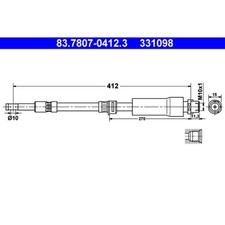 Bremsschlauch ATE 83.7807-0412.3 für Saab Opel 9-3 Vectra C Signum CC