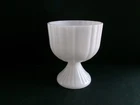 vtg white milk glass ribbed pedistal compote/candy dish