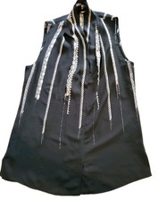 Blusa Kobi Halperin 100% Seda Manga Rayas Blanco y Negro Blusa Talla XSmall