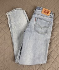 Levis 510 Blue Straight Stretch Jeans Youth Size 14 Reg 27x29 Red Tab Adjust