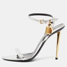 Tom Ford Padlock Size 37 Metallic Silver Leat...