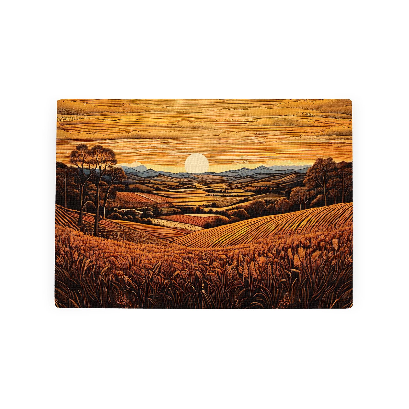Sunset Farming Small Glass Worktop Protector - Countryside Sunset Chopping Board