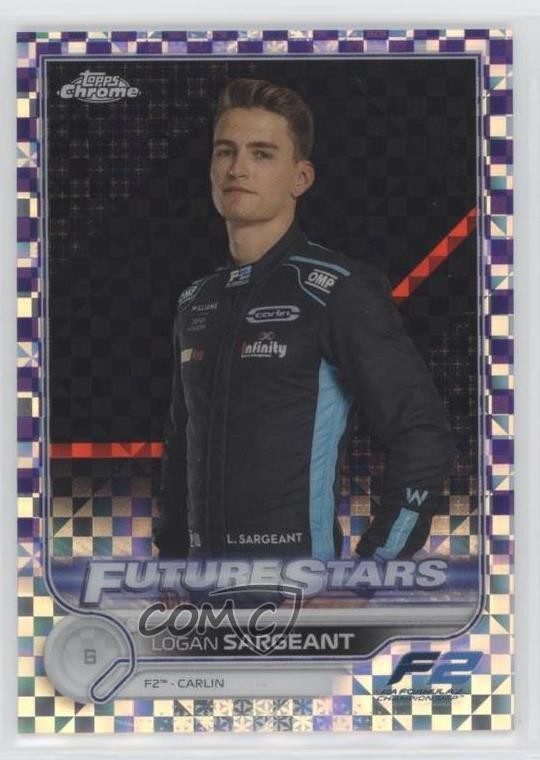 2022 Chrome Formula 1 Purple Checker Flag Refractor /199 Logan Sargeant #82 0a7