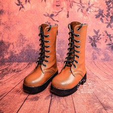 1/4 1/3 Light Brown Classic Short Boots Round Toe Lace-Up Fit BJD Doll