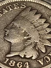1864 1C INDIAN HEAD CENT PENNY Bronze Brown BN ~ L or NO L ??  ~ Rare 160 Yr Old