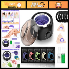 Hair Removal Waxing Kit - Wax Warmer  14oz Hard Wax Beans for Body, Face, Bikin